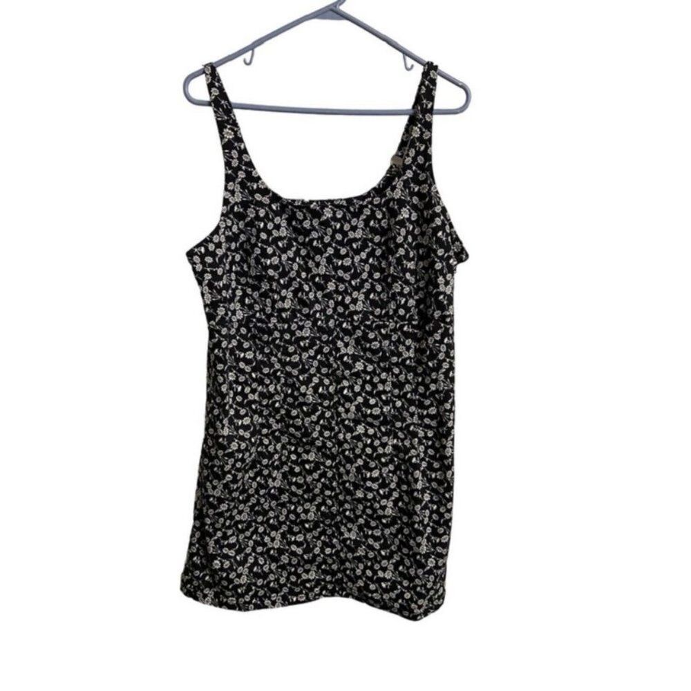 So Swimsuit Dress Womens Plus Size 2x Black White Floral Side Zip No Bottoms
